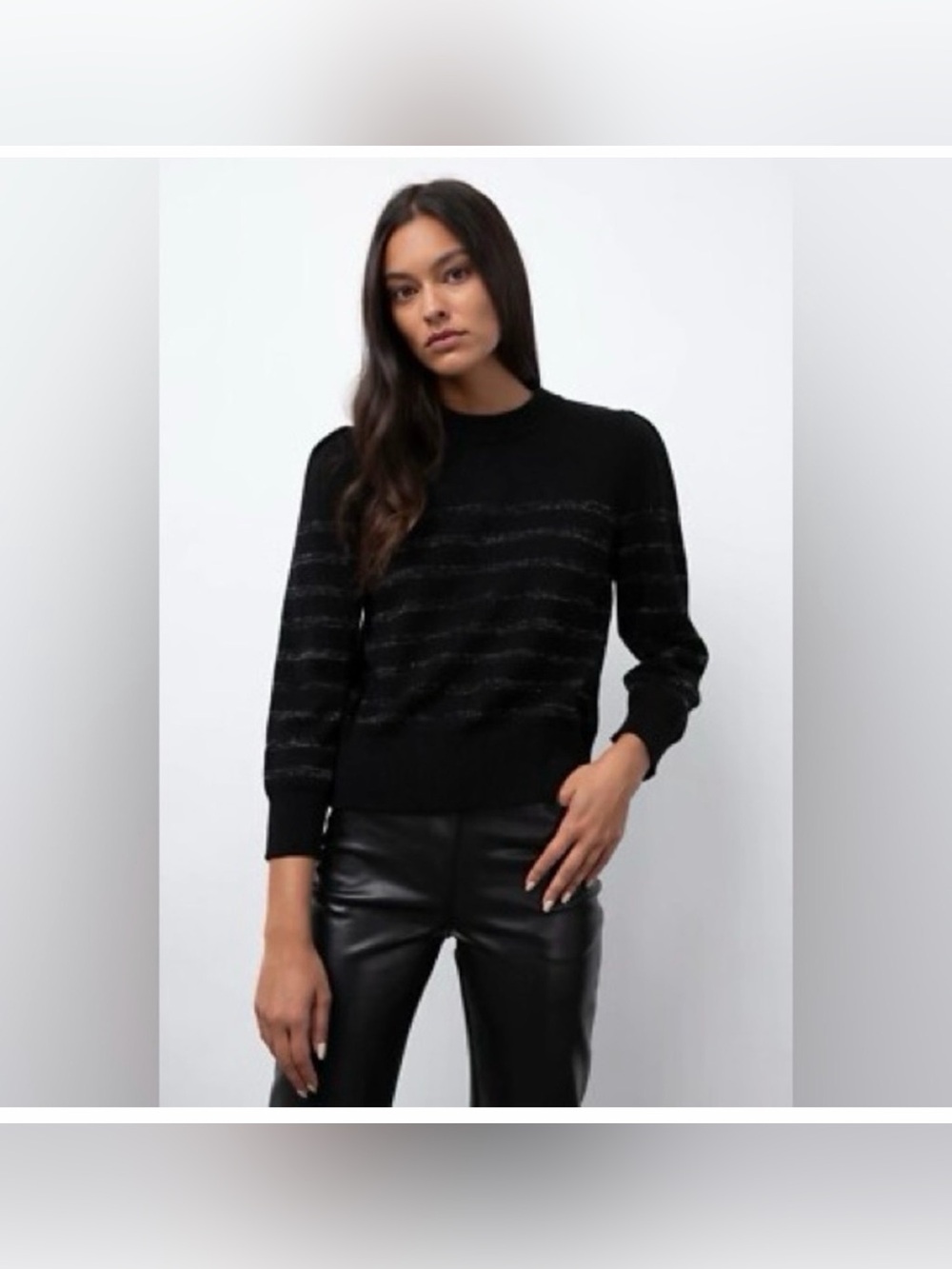 Rails Allegra Cashmere Blend Black Metallic Stripe Crewneck Sweater Size M